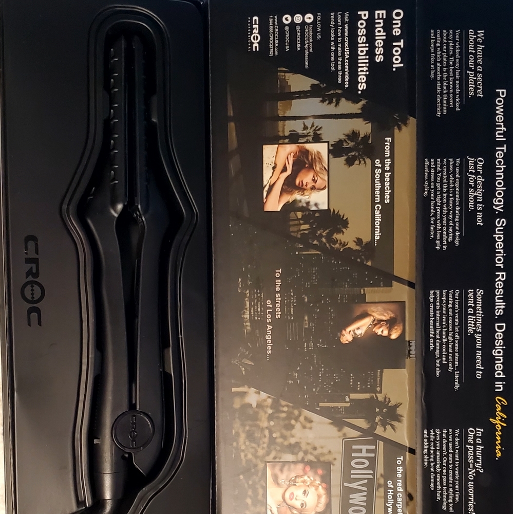 CROC LED 1 in. Black Titanium Hair Straightner